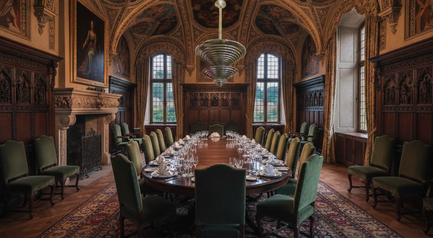 ユニークなスパイラルデザインの古いハンギングランプ、エレガントなダイニングルームに