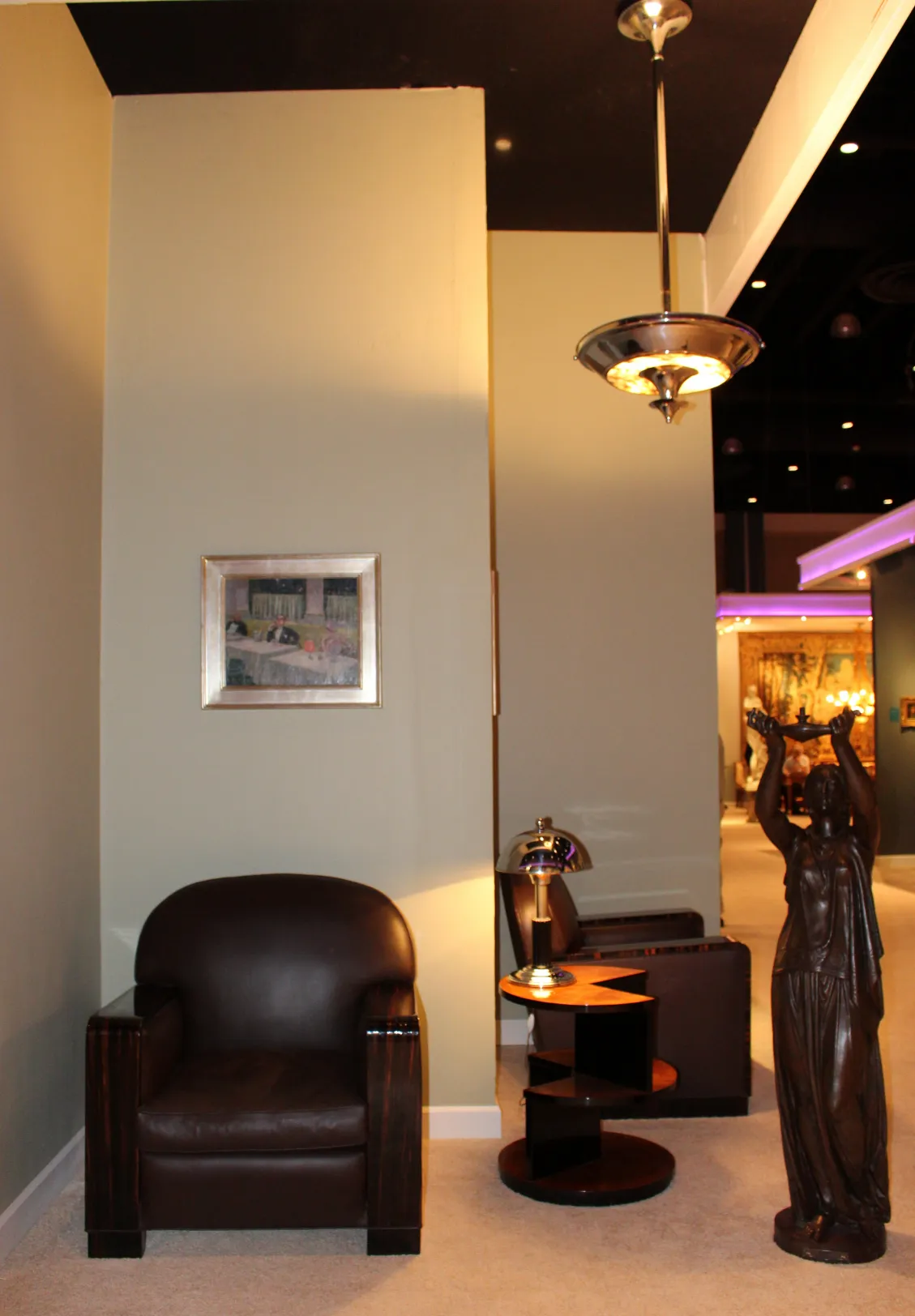 2 antique hanging lamps with art deco design