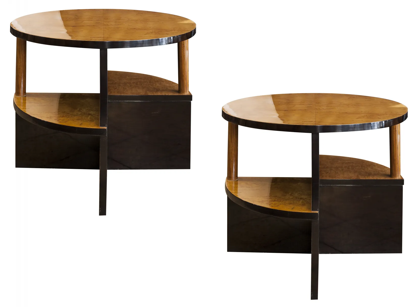 two antique small tables with elegant art deco design