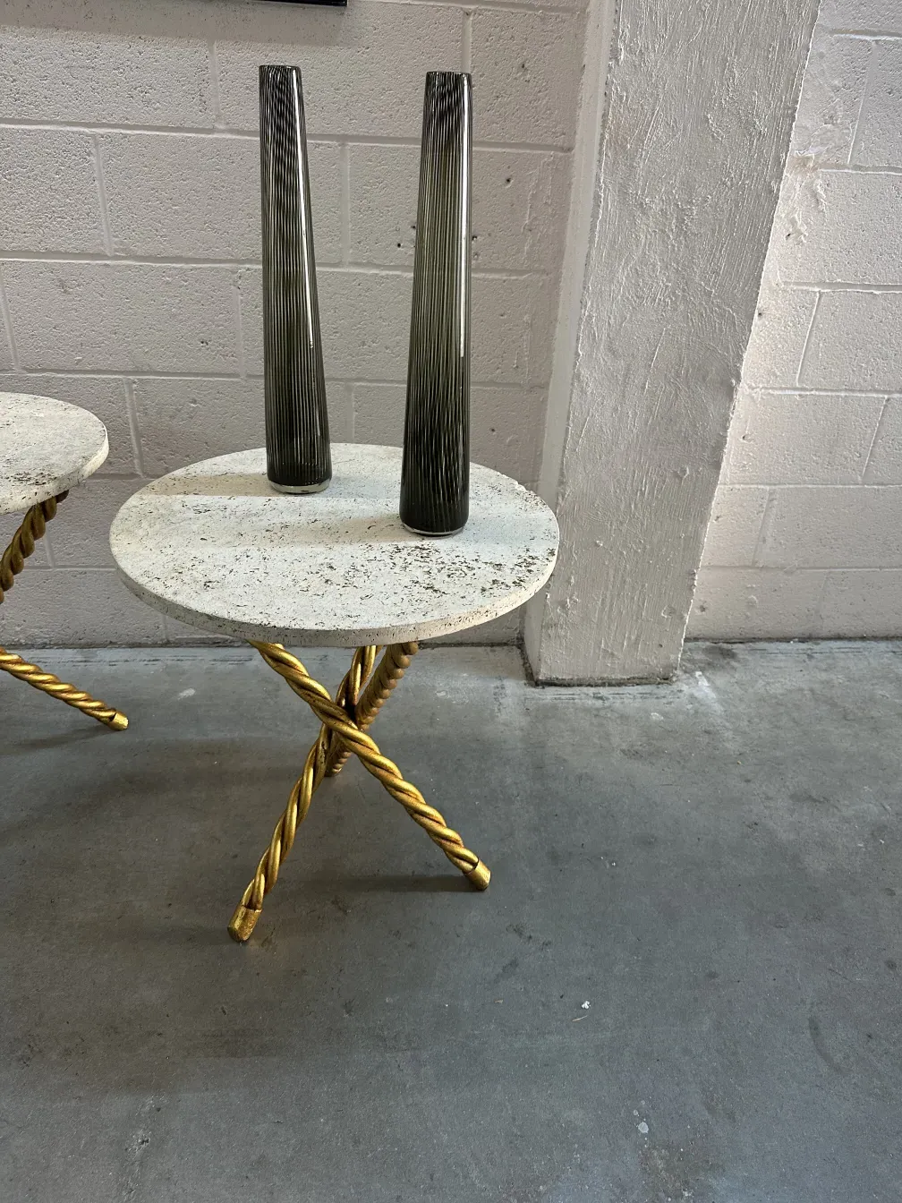 Two antique murano vases with decorative details