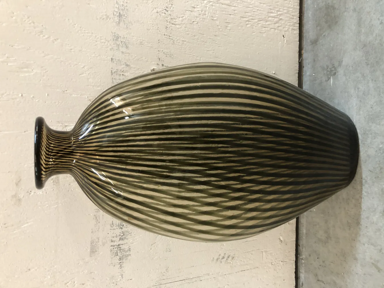 2 alte dekorative vase murano mit gestreiftem design