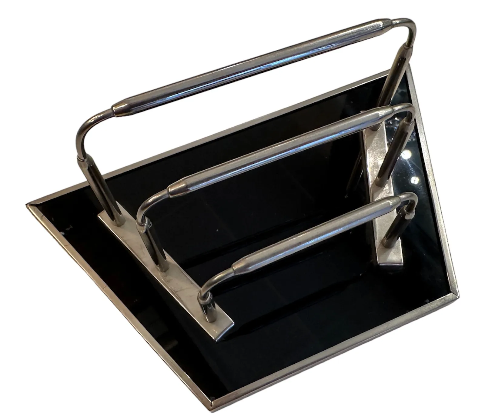 antique card tray with three compartments and sleek design