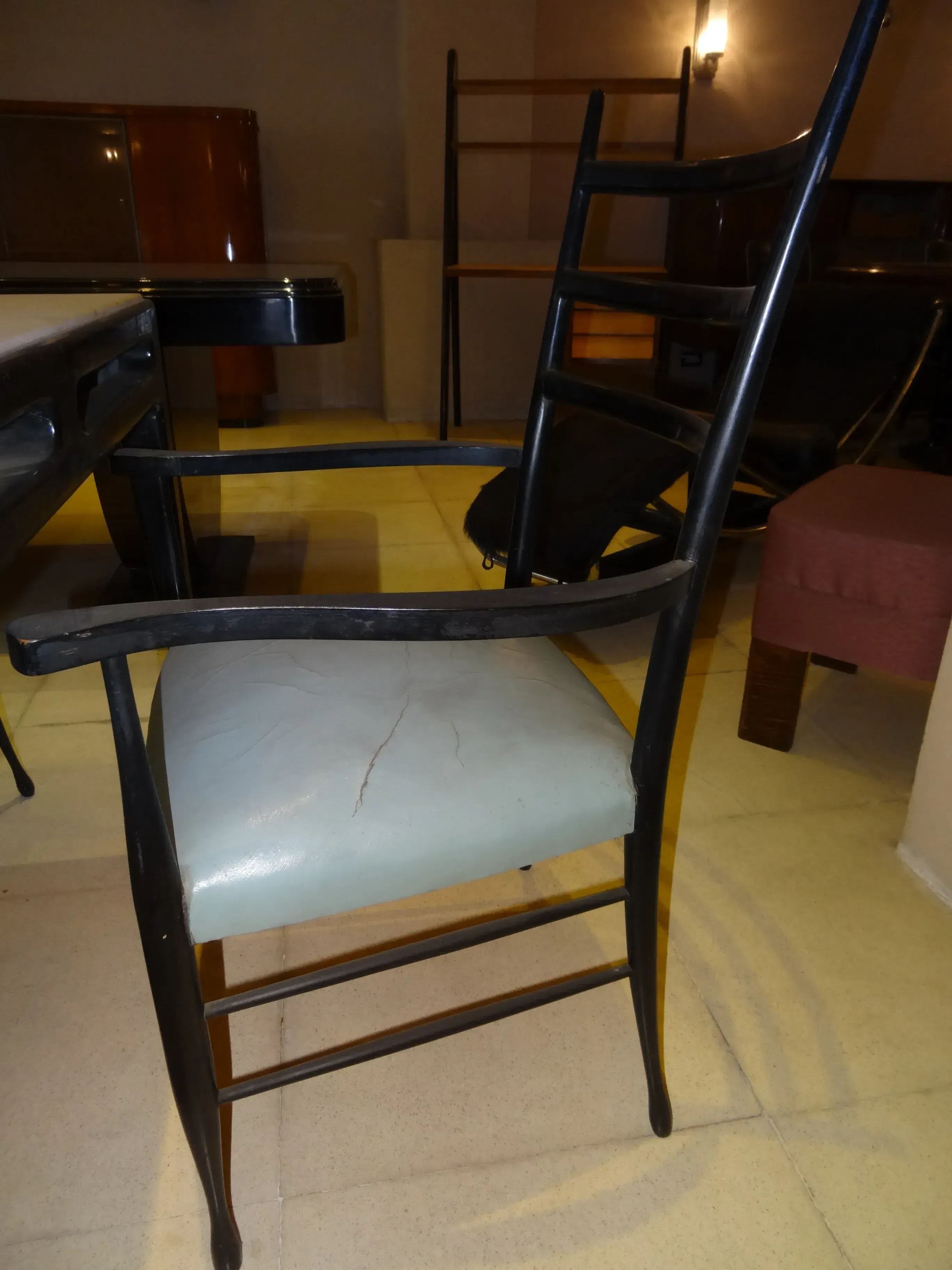 antique dining table with chair, cozy environment