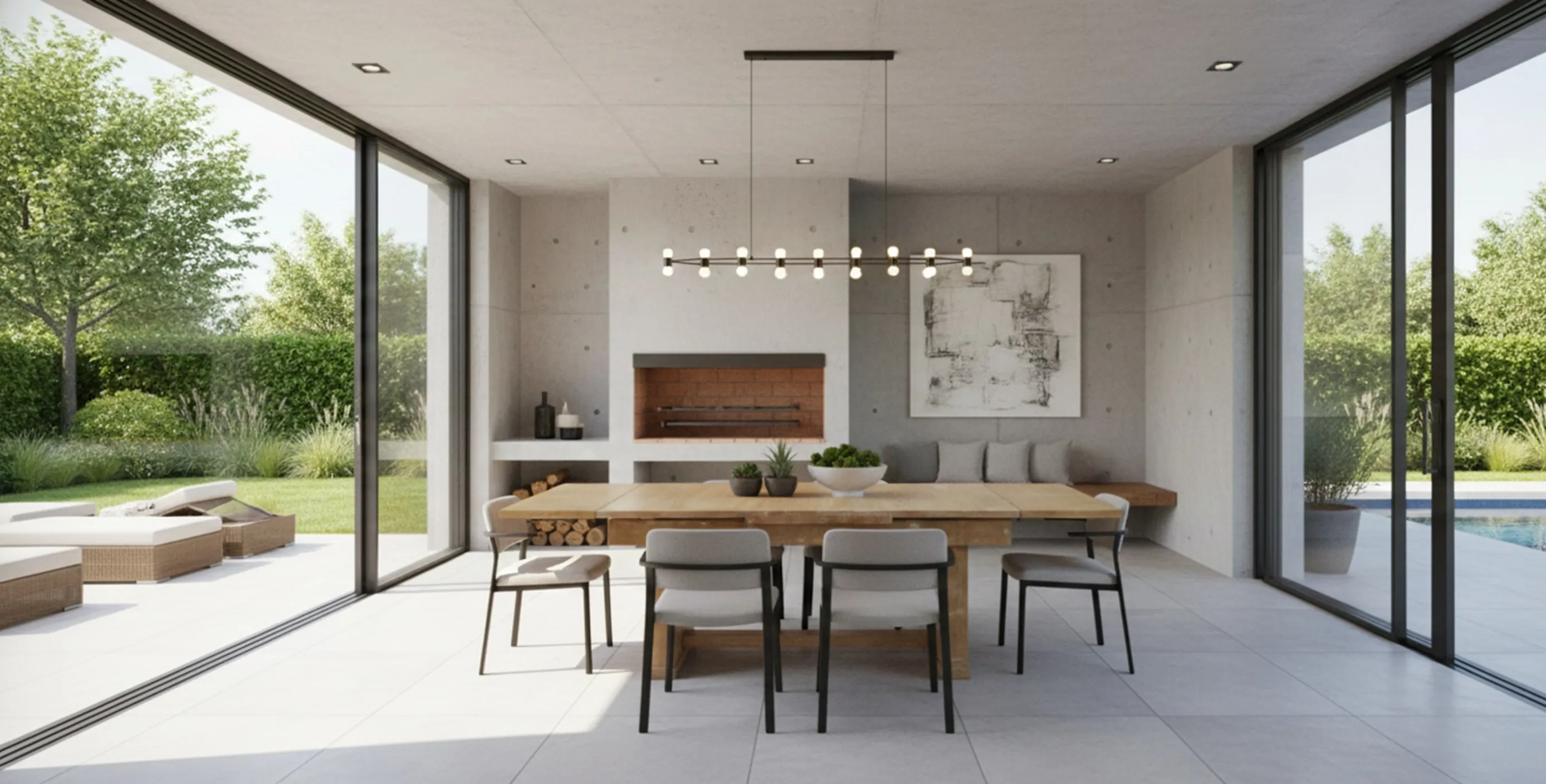 Mesa de comedor antigua para 6/4 personas con decoración moderna.