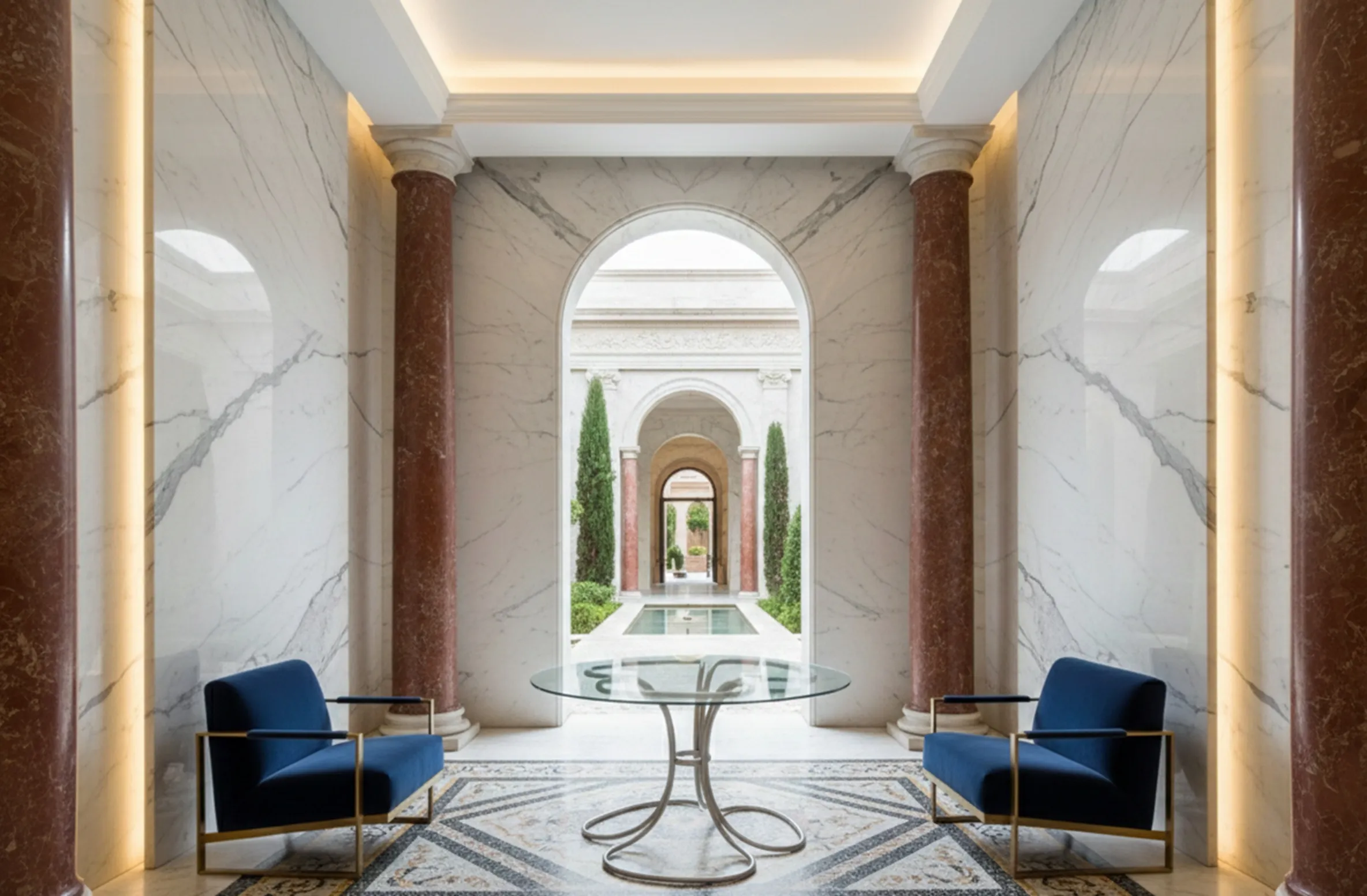 Mesa de comedor antigua para 6 personas en un entorno elegante.