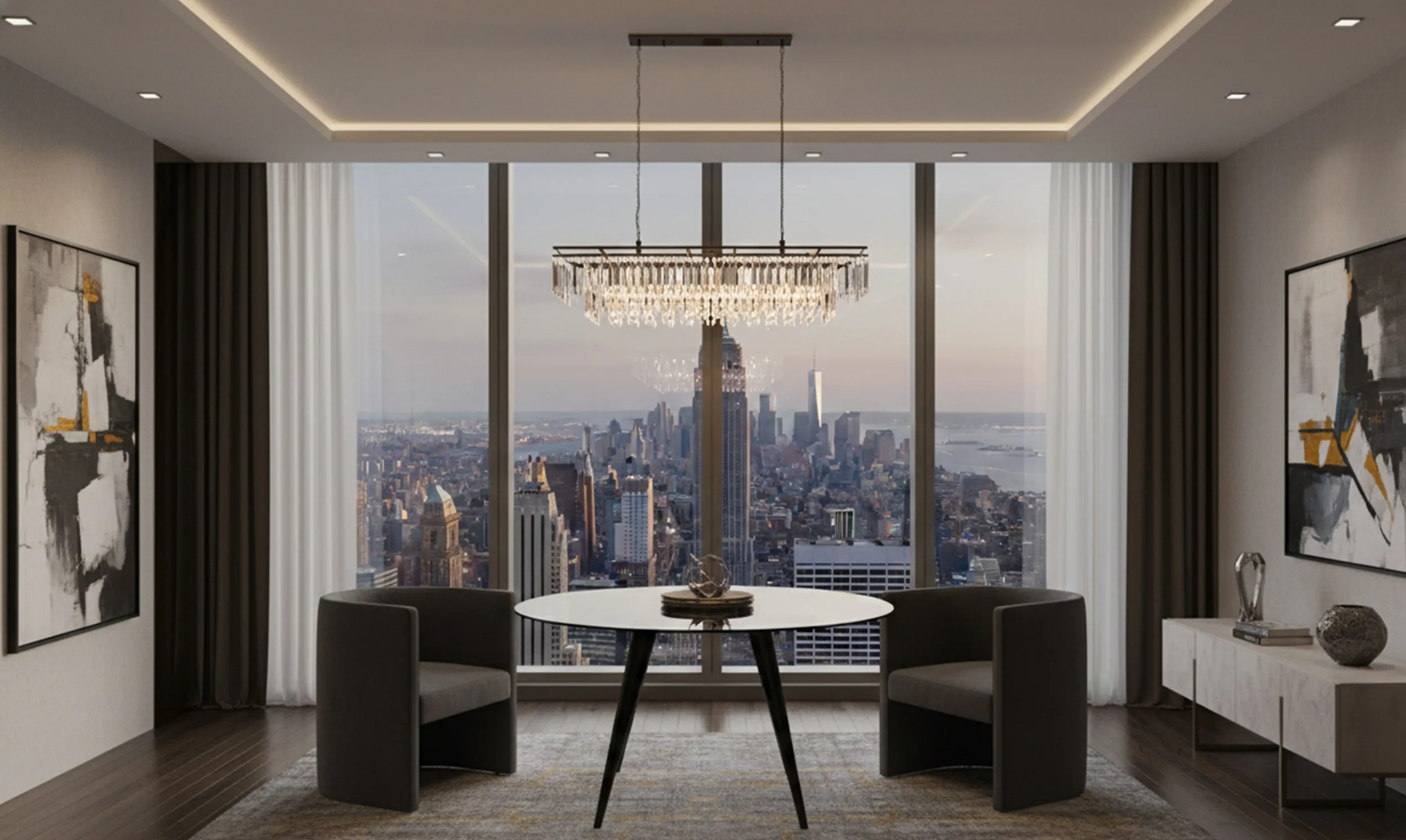 Mesa de jantar antiga para 4 pessoas, design elegante em um ambiente moderno.