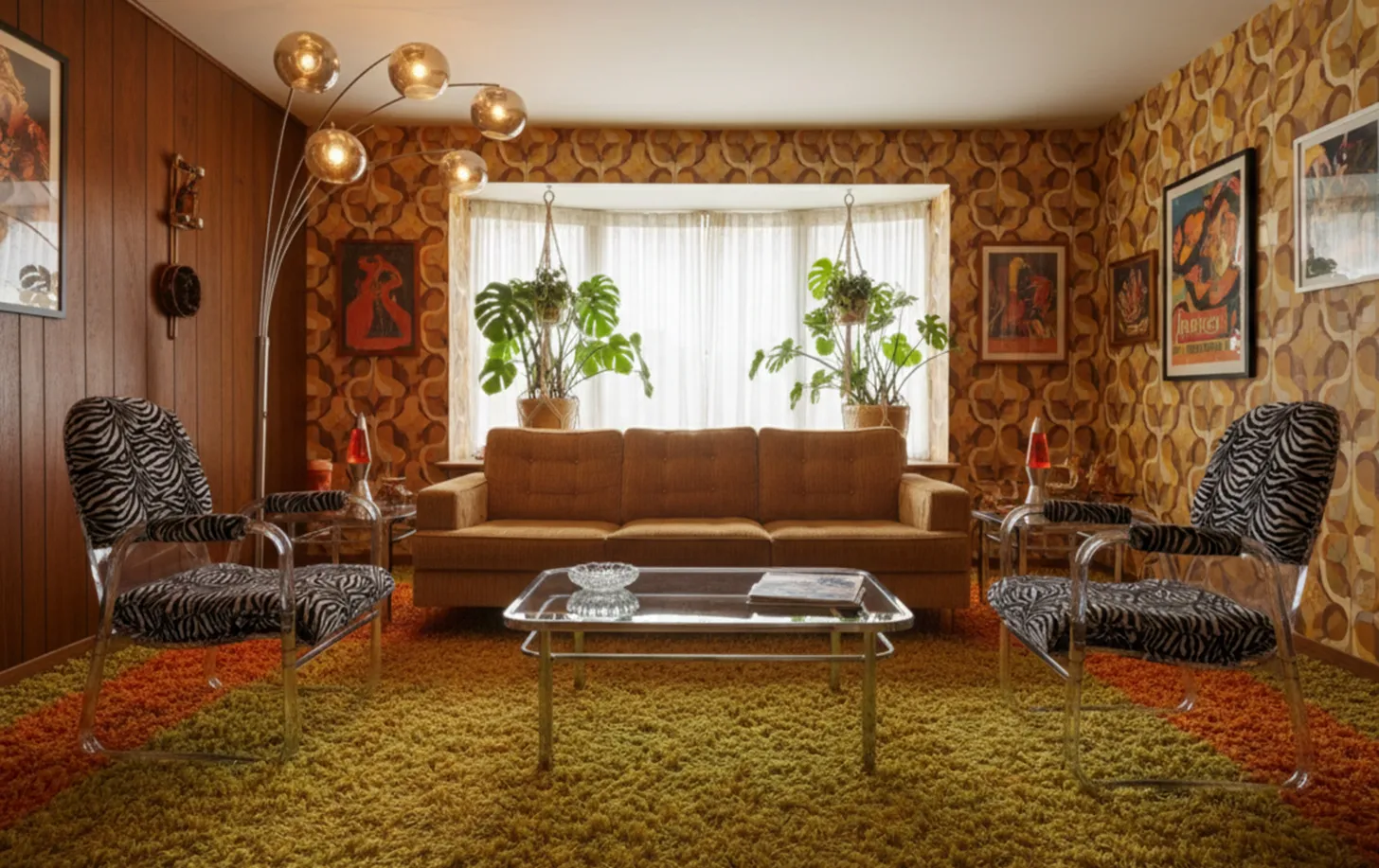 Zwei antike Armlehnstühle Art Deco mit Zebramuster in Retro-Umgebung