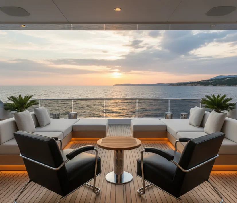 Due poltrone art deco con vista sul mare