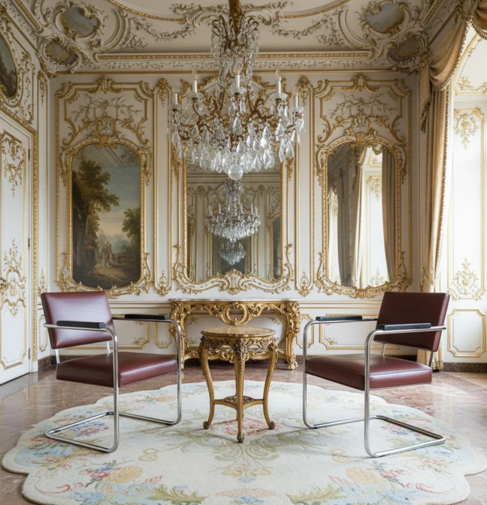 due poltrone antiche in un ambiente decorativo elegante.