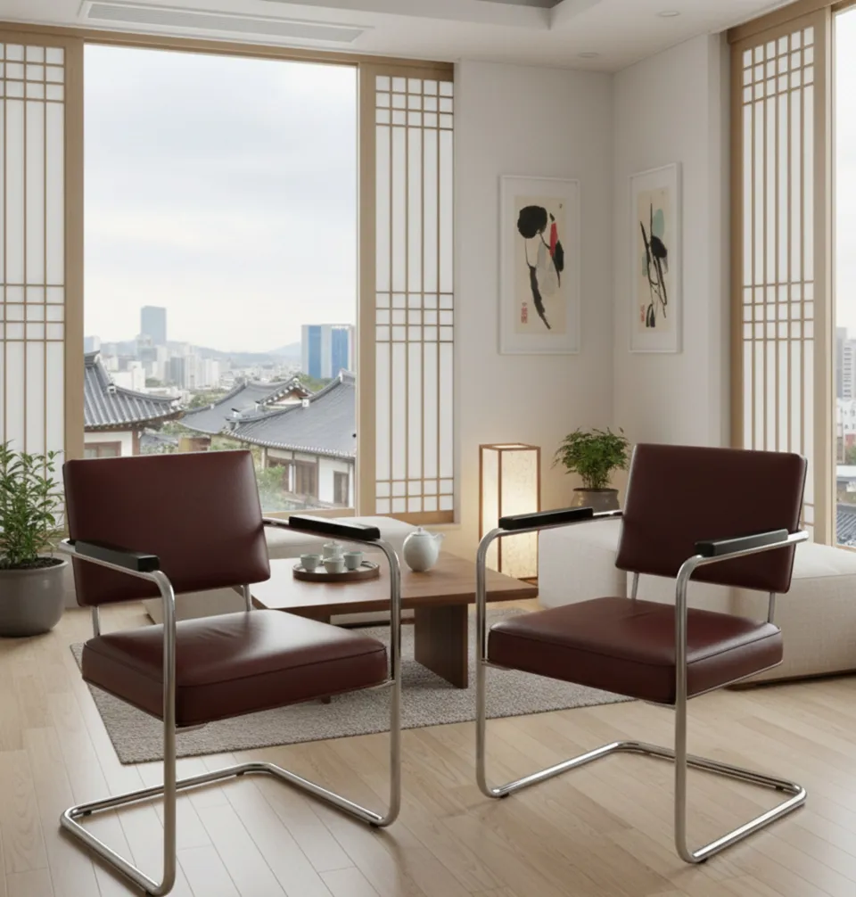 Duas poltronas antigas para serem restauradas em um ambiente aconchegante.