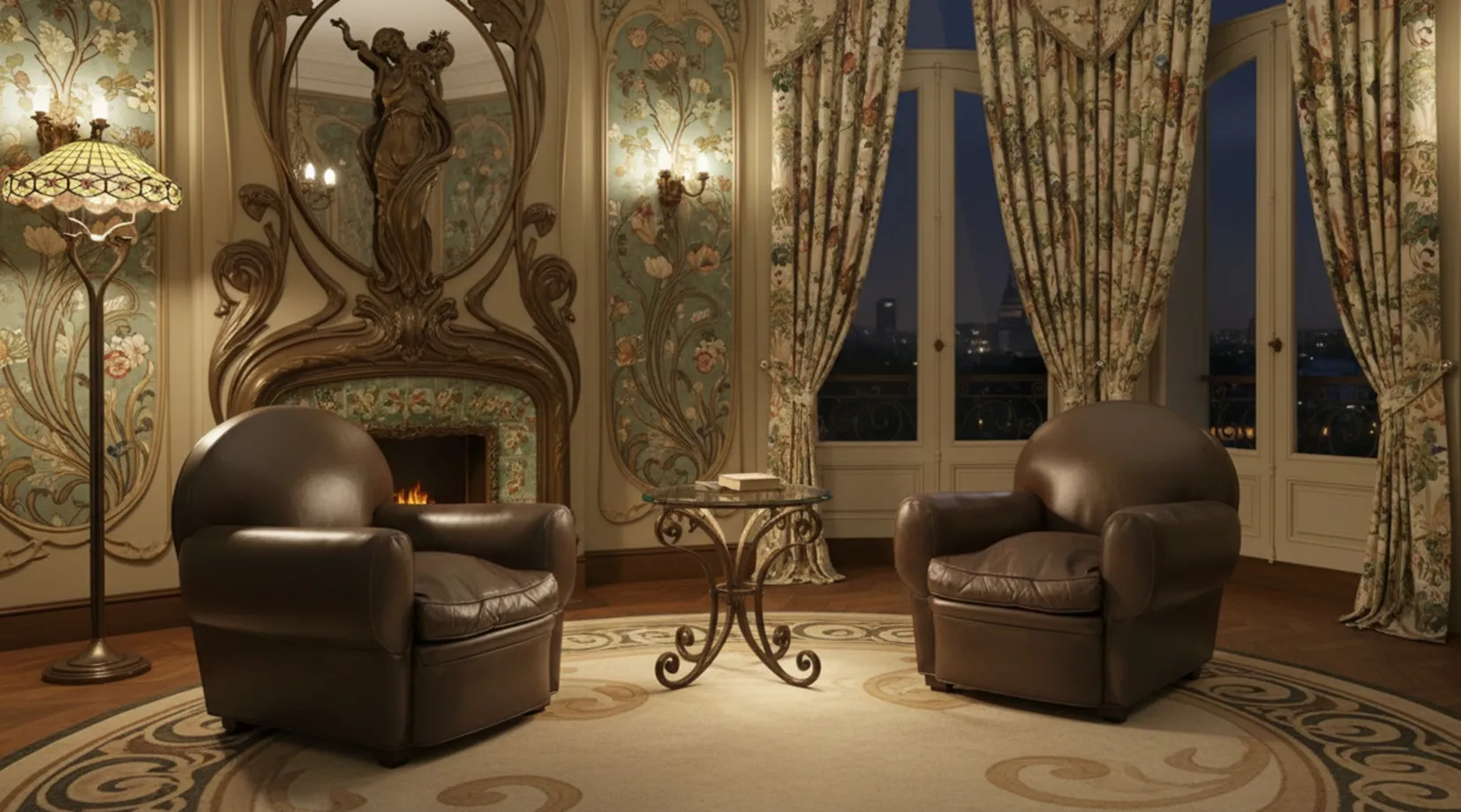 Zwei antike Sessel Ruhlmann in einem eleganten Wohnzimmer