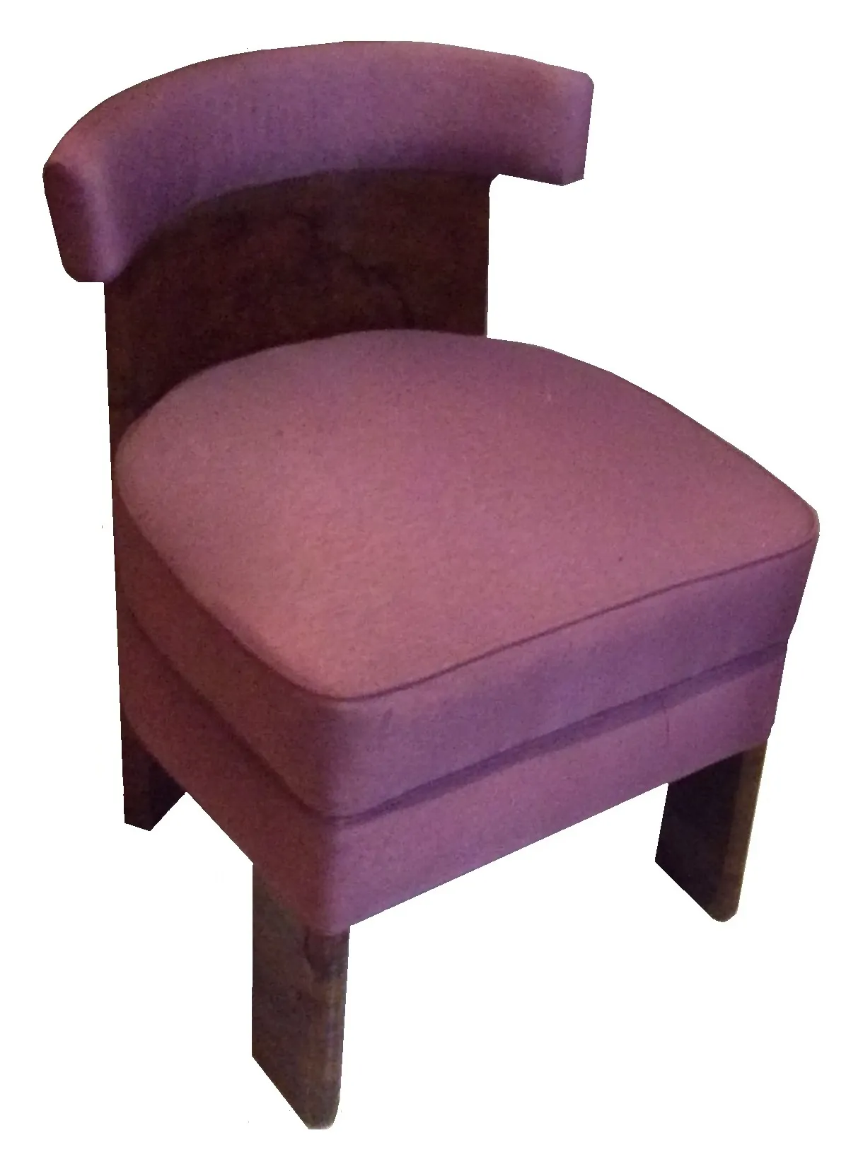 two antique armchairs with purple upholstery, to be restored