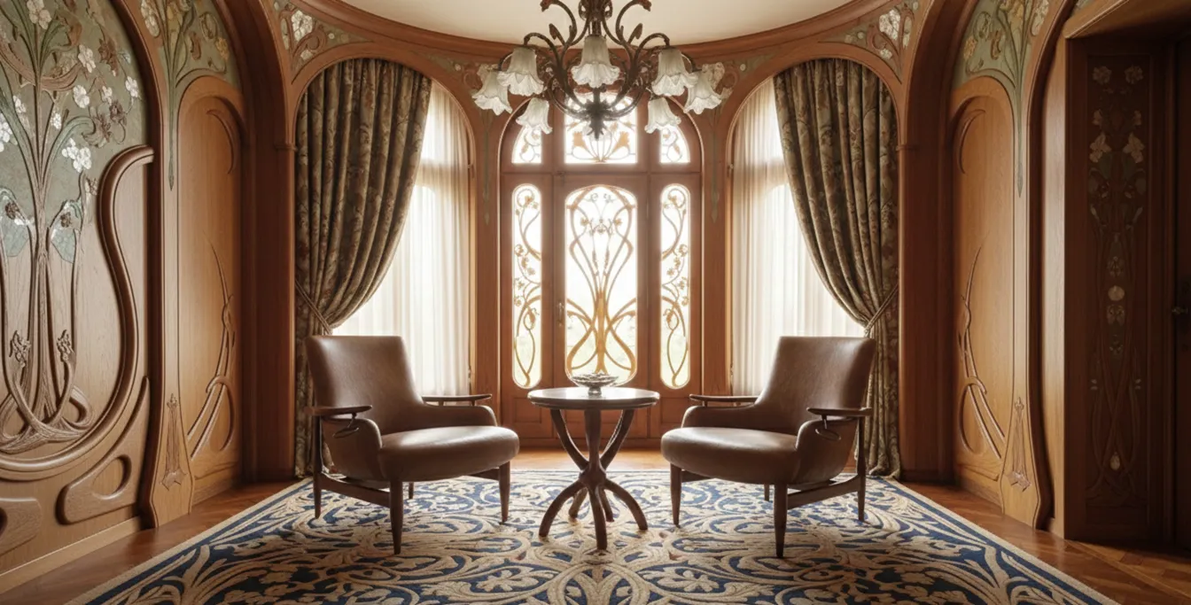 Dos sillones antiguos con diseño elegante en una habitación decorada