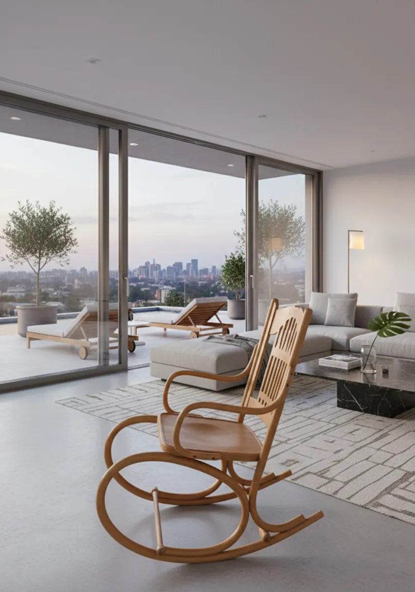 cadeira de rede antiga lorenz thonet em ambiente moderno