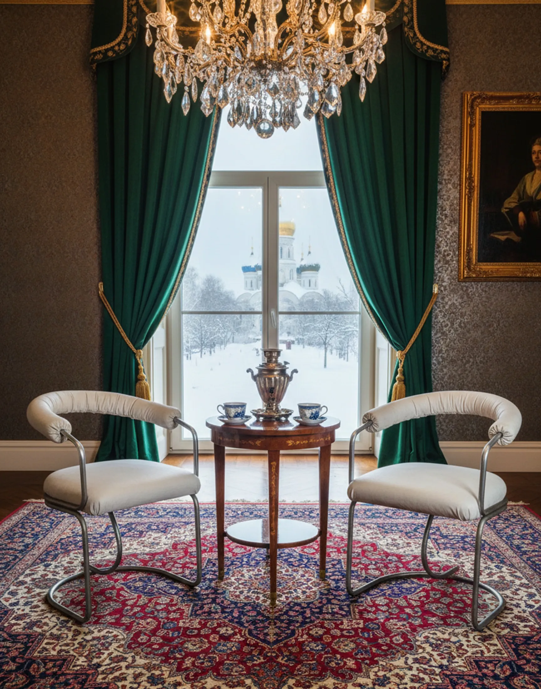 Set di 2 poltrone antiche in un ambiente elegante