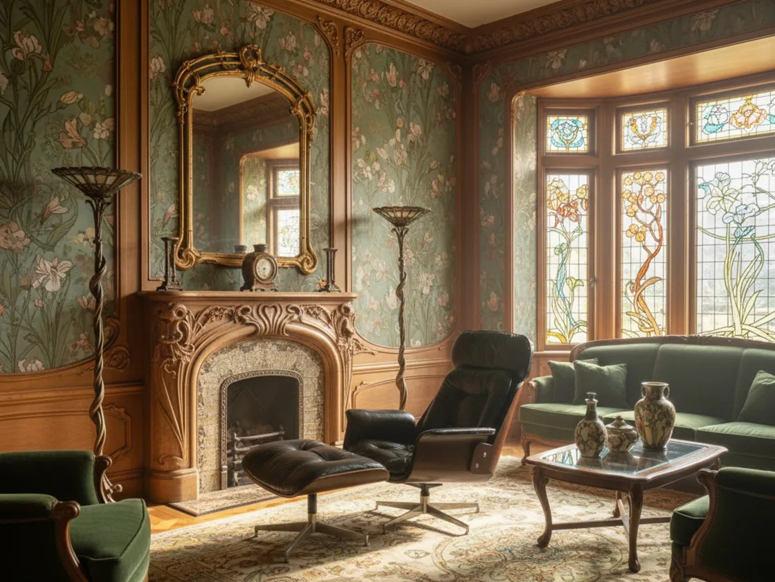 Poltrona antiga de Herman Miller em ambiente elegante com decoração vintage.