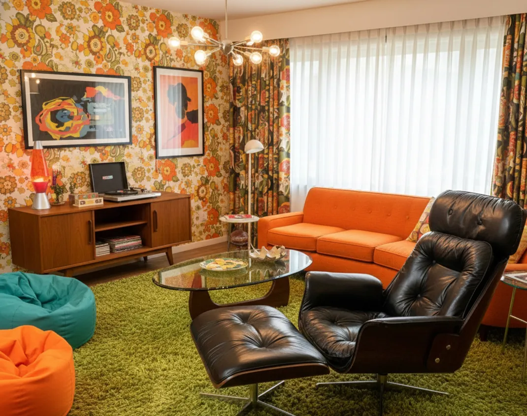 black antique armchair to be restored in a colorful room.