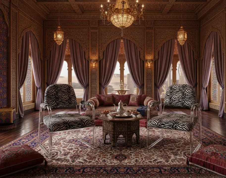 Two antique armchairs with art deco design in a luxurious setting