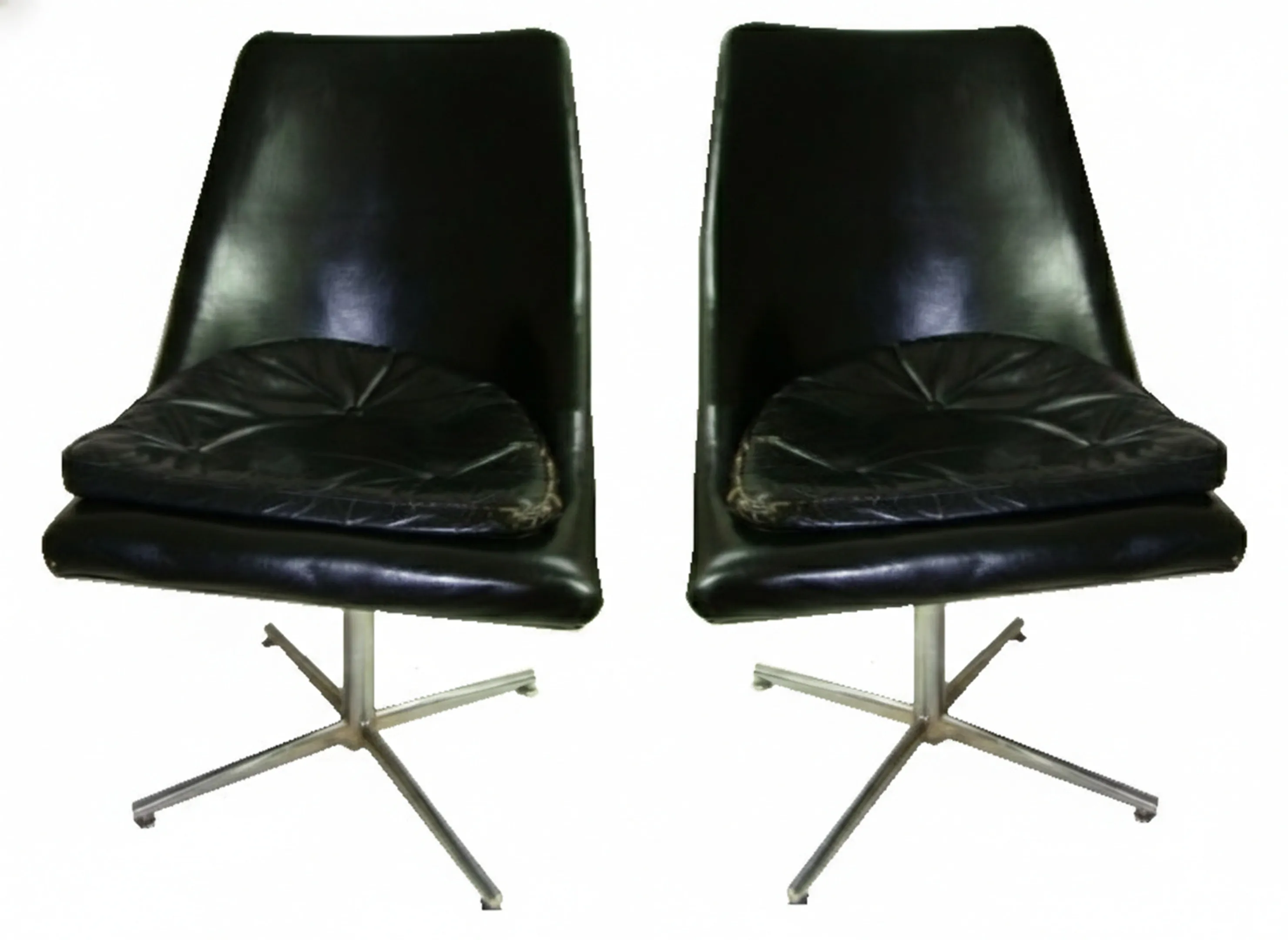 Pair of antique desk chairs with modern design, to restore.