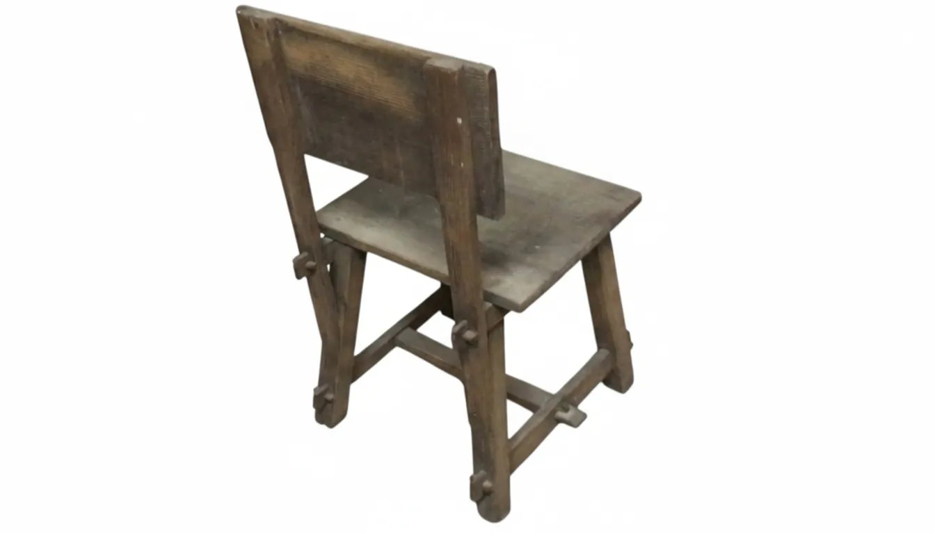 chaise ancienne de jean michel frank sur fond blanc, vue arrière