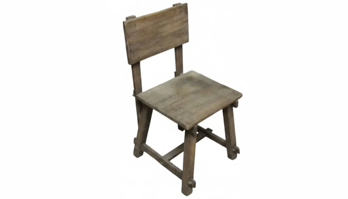 Silla antigua de Jean Michel Frank, sencilla y rústica, con diseño clásico. Ambiente neutro.