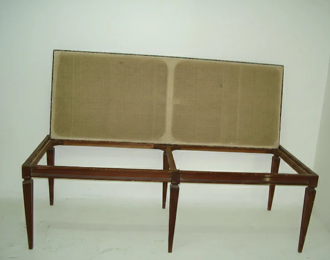 antique bench with backrest, traditional design, classic style