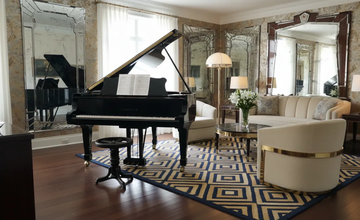 antique thonet sidewalk in elegant room with piano