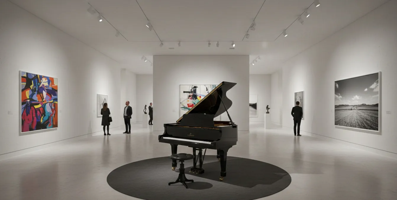 Sgabello thonet antico in un ambiente di galleria moderna.