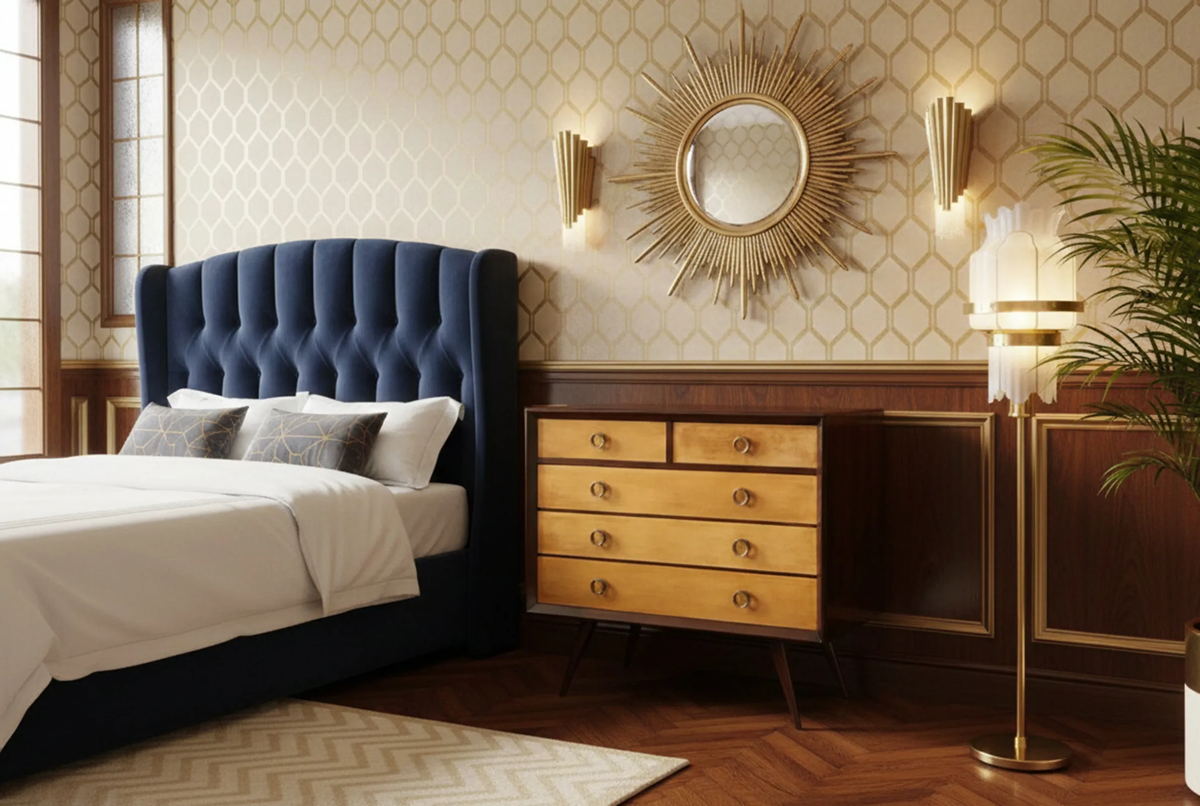 여러 서랍이 있는 오래된 캐비닛이 세련된 환경에서