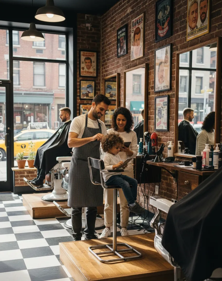 Antique chair to restore, Brehuer design, barber shop setting.