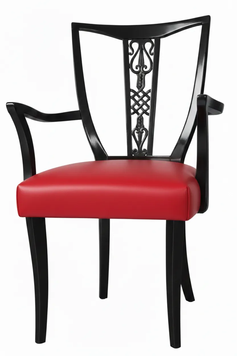 6 cadeiras e 2 poltronas antigas para restaurar, vermelho e preto, design elegante