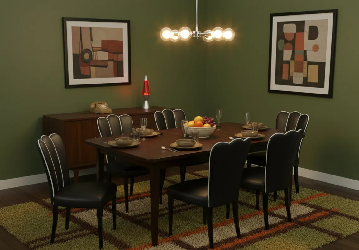 Conjunto de 6 cadeiras e 2 poltronas antigas em uma sala