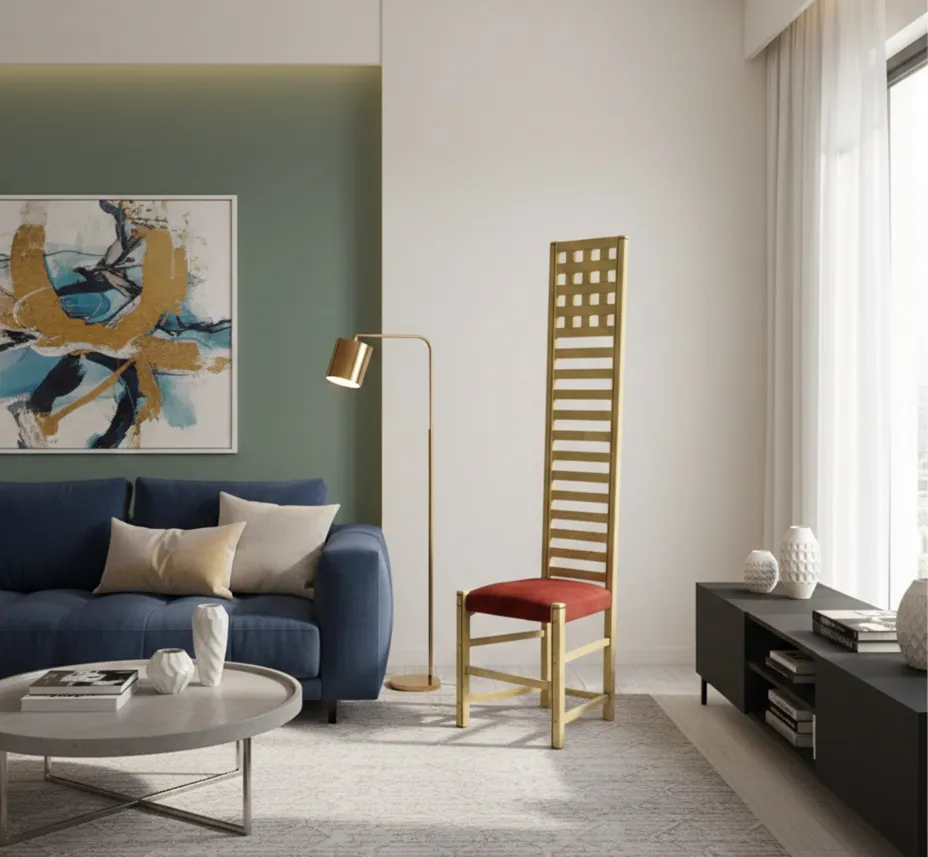 antique chair in a modern setting