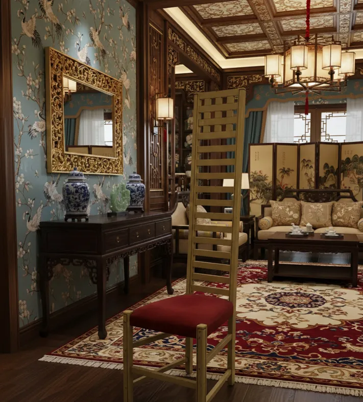 chaise antique joseph hoffman dans un décor floral élégant