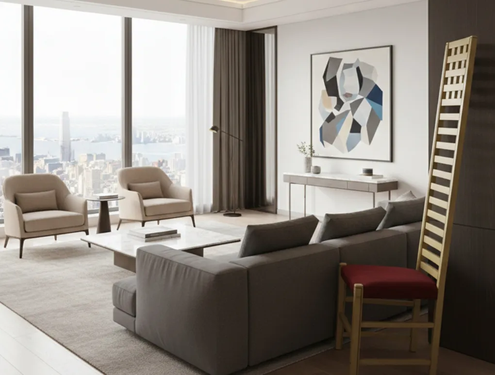 Antique decorative chair in a modern setting.