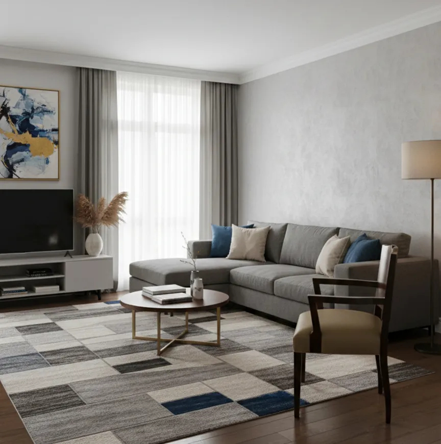 Antique armchair in Art Deco style placed in a modern living room.