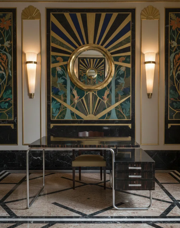 Antiker dekorativer Sessel Art Deco in einer eleganten Umgebung
