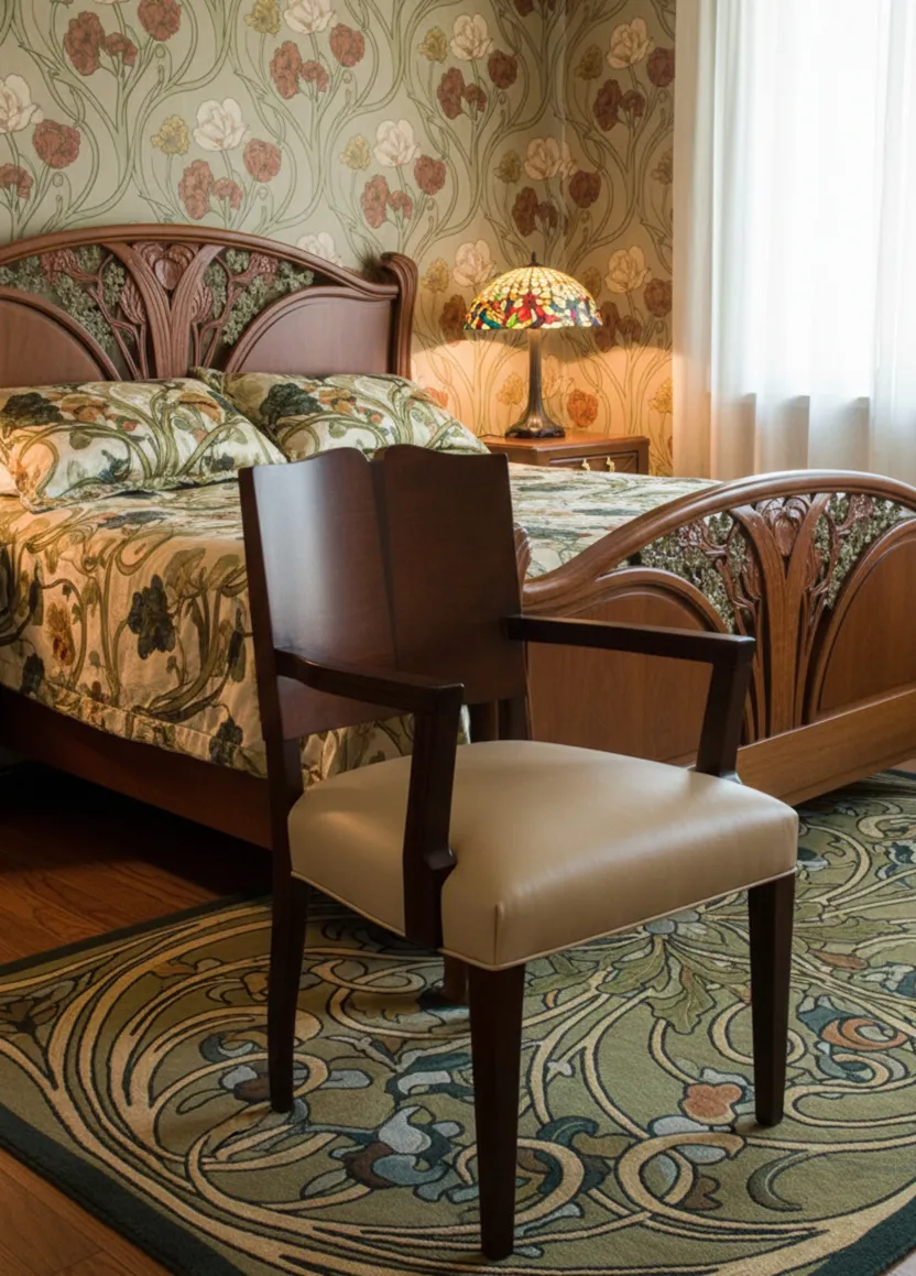 Fauteuil ancien avec design élégant dans une chambre accueillante