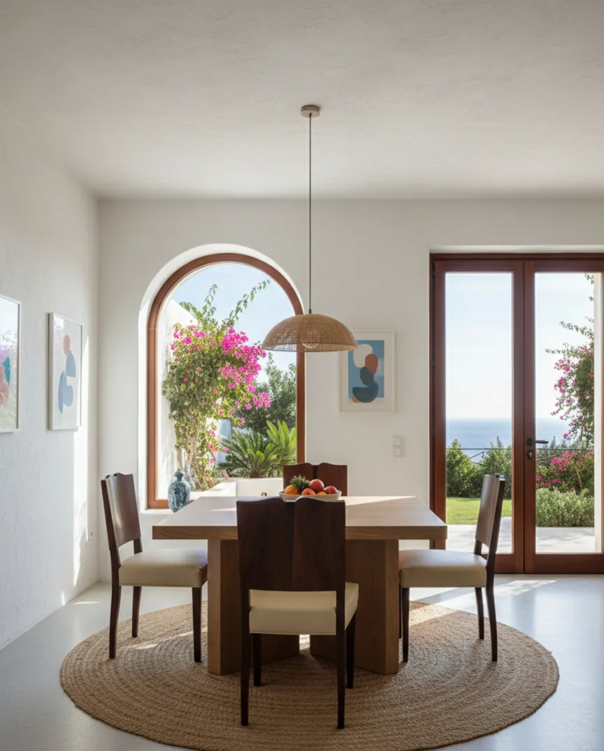 quattro sedie da pranzo antiche in un ambiente luminoso