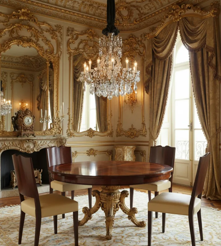 Four antique chairs surrounded by an elegant environment