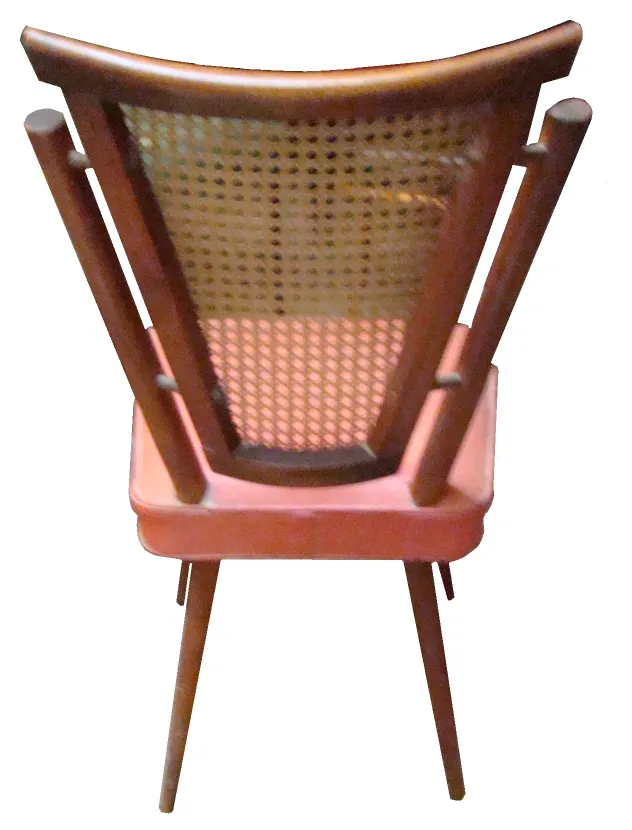 Back view of 4 antique chairs, detail of the backrest