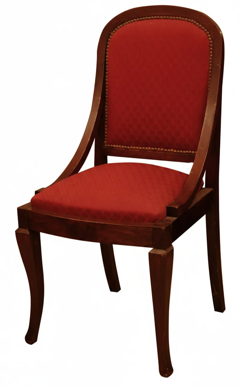 6개의 고전적인 빨간색 복원용 의자 세트.