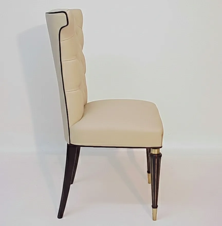 six antique chairs with elegant design and light upholstery