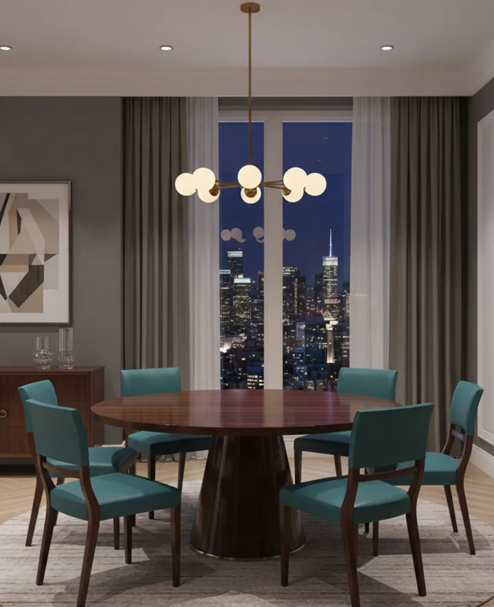 sechs antike stühle, die sich zur restaurierung in einem modernen esszimmer eignen