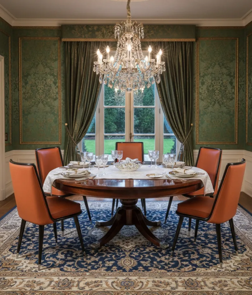 six antique chairs for restoration in an elegant dining room