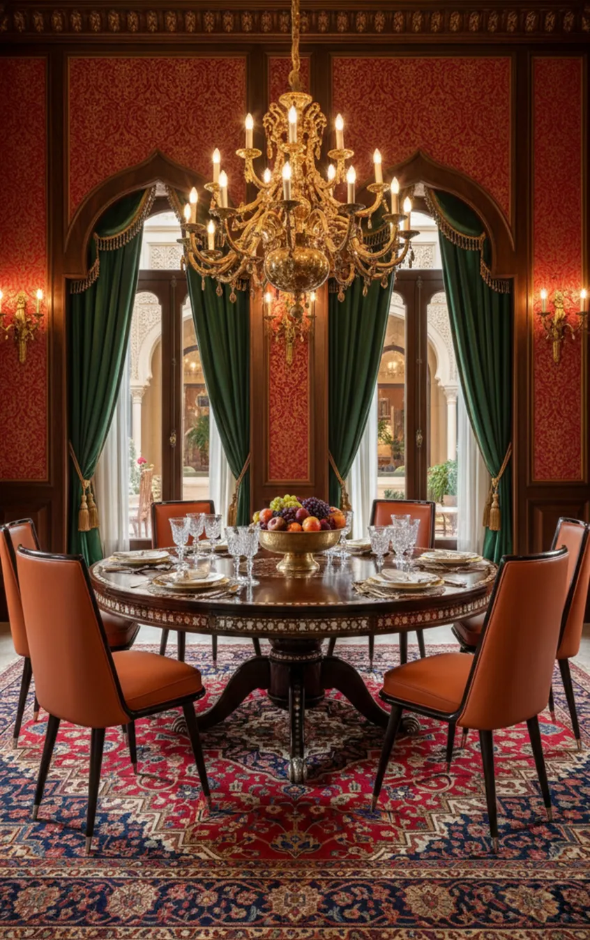 Seis sillas antiguas en un entorno elegante con un candelabro