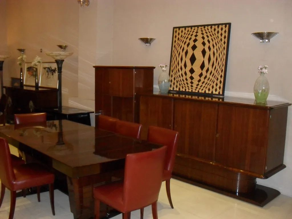 eight antique chairs in an elegant setting, perfect for restoration.