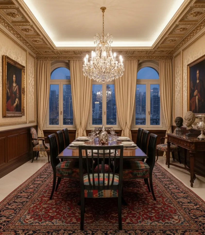 8 sillas antiguas con diseño elegante en comedor