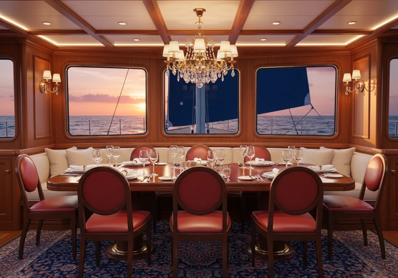 مجموعة من 12 كرسياً قديماً في مساحة عشاء أنيقة