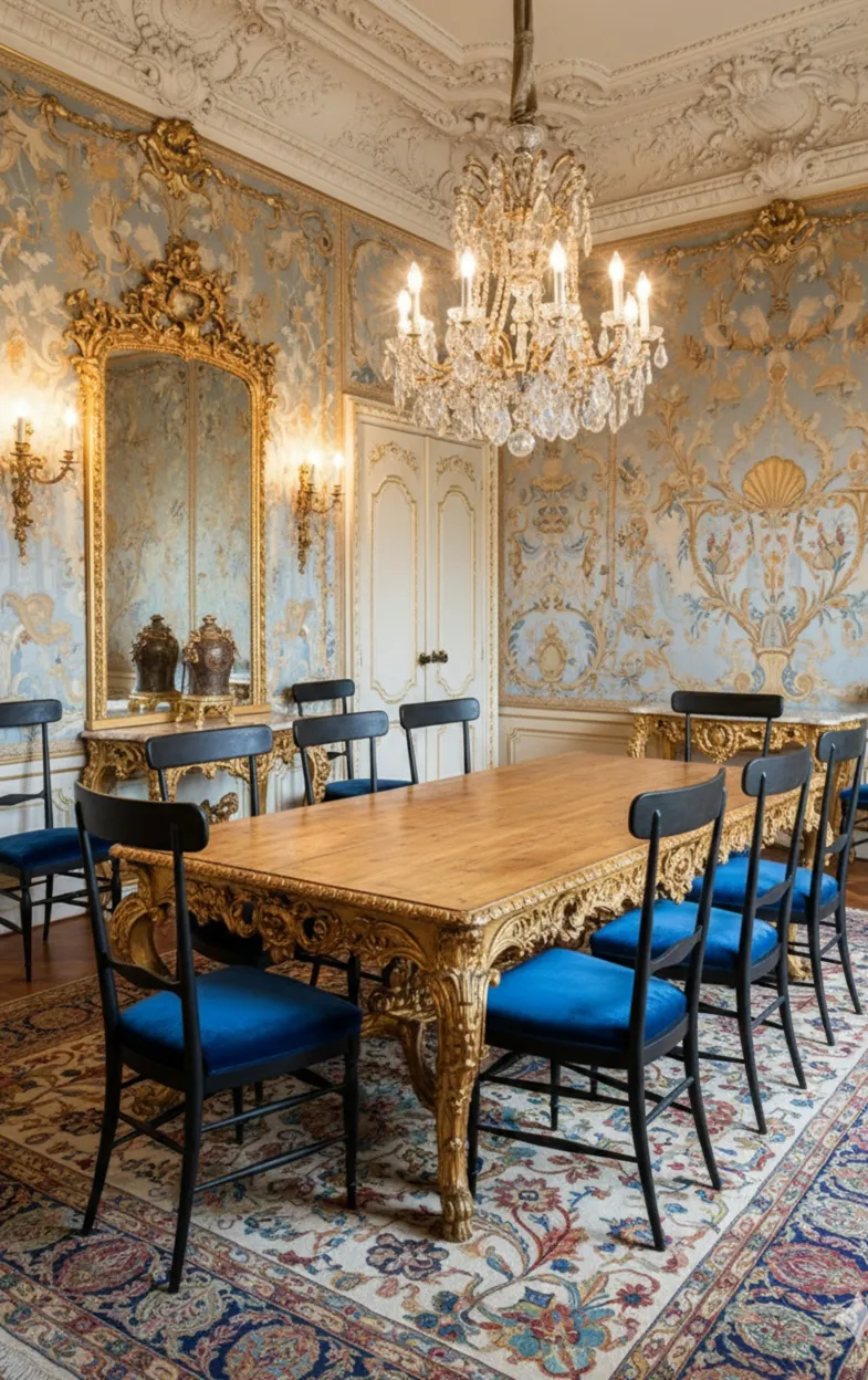 Dix chaises antiques à restaurer dans un cadre élégant